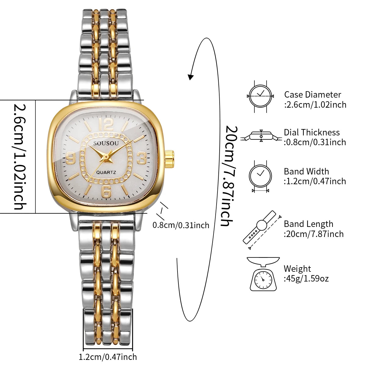 Reloj Cuadrado Bicolor