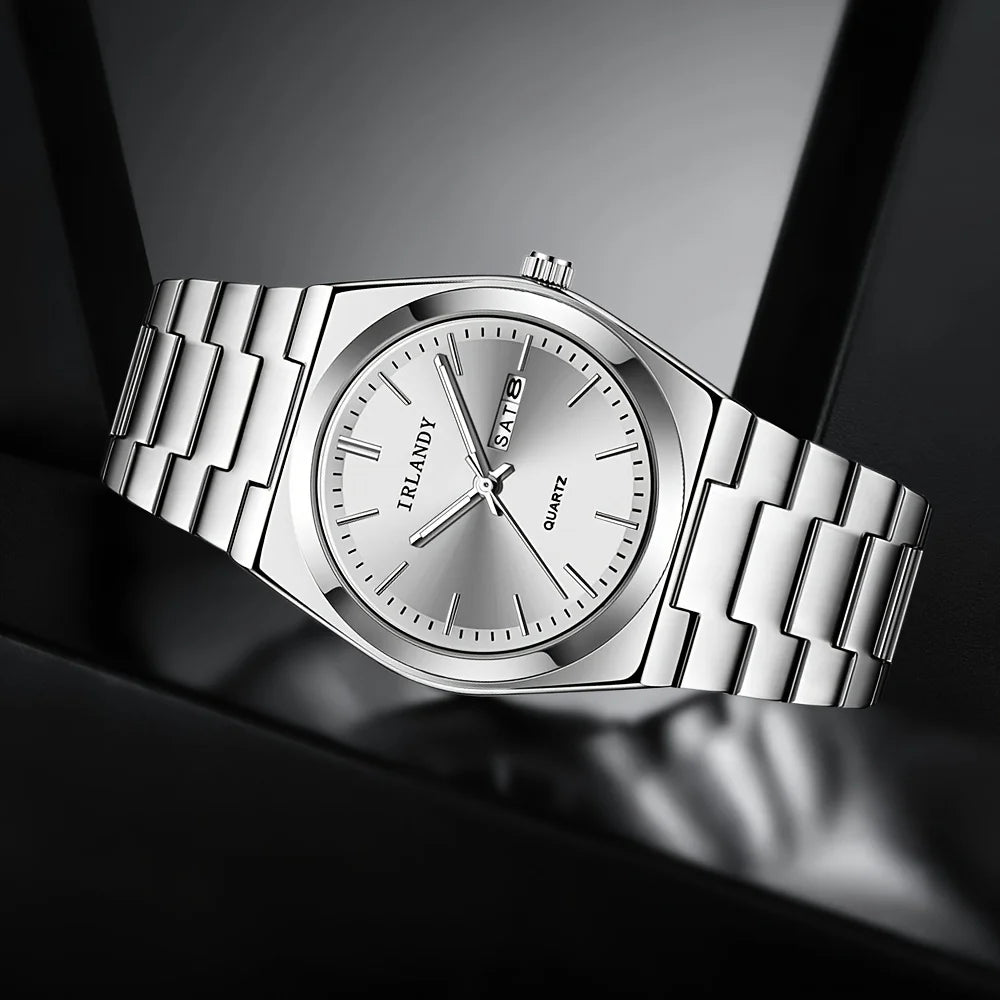 Reloj Plateado Esfera Blanca